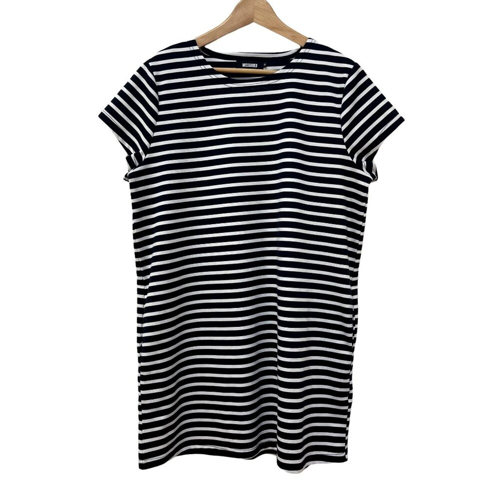 Missguided Black & White Striped Summer Dress w/Pockets sz 14